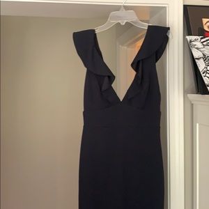 Navy ruffle formal dress